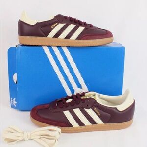 Samba OG Shoes in Maroon/Cream/Metallic Gold Women’s Size 6 1/2